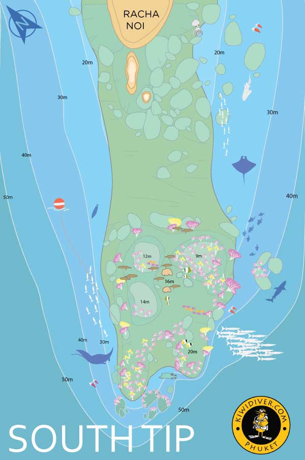 Racha Noi Dive Site Map