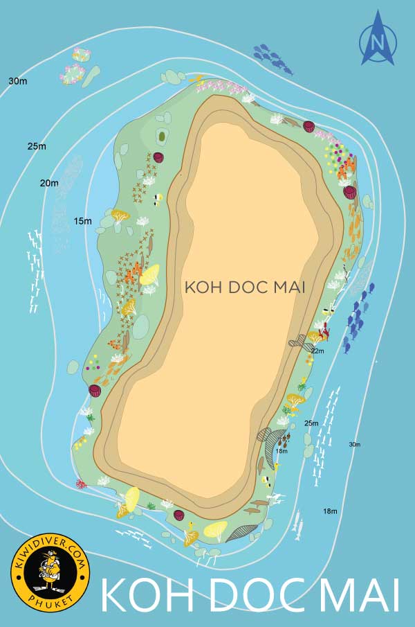 Koh Doc Mai dive site map phuket kiwidivers